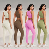 Yoga Clothing Set Women's High Waisted Leggings and Top Two Piece Seamless Fitness Exercise Clothing Fitness Workout Underwear