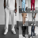 Men's Stylish and Comfortable Elastic Waist drawstring single-line pleated solid color Pants