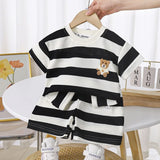 Short-sleeved Outfits Babies Girls Striped T-shirt Shorts Toddler Boy Fashion Summer Costume New Style Casual Sports 2 Piece/Set