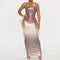 Women's Gradient Color Contrast Chic Sheath Off Shoulder Strapless Maxi Dress