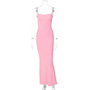 Women's Solid Color Sleeveless Backless Elegant Bodycon Maxi Dress