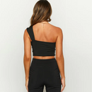 Women's One Shoulder Tight Hollow Open Back Short Top