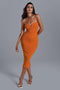 Women's Color Strapless Bodycon Mid-calf Dress