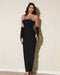 Women's Black Strapless Beaded  Ankle Length Dress