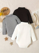 Girls Solid Color Velvet High Neck Long Sleeve Bodysuit