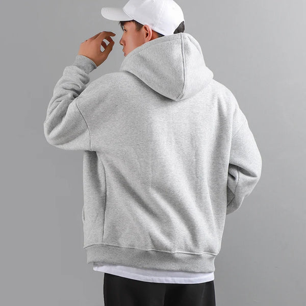 Men's Fleece Thicken Warm Zip-Up Hooded Jacket