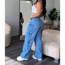 Denim Straight Jeans Wide Leg Women High Waist Loose Pants