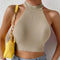 Women Knit Sleeveless Halter Top