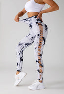 Tie Dye Sexy Hollow Out Gym Leggings Women Exercise Activewear High Waist Push Up  Leggings Of Women Seamless Sport Fitness