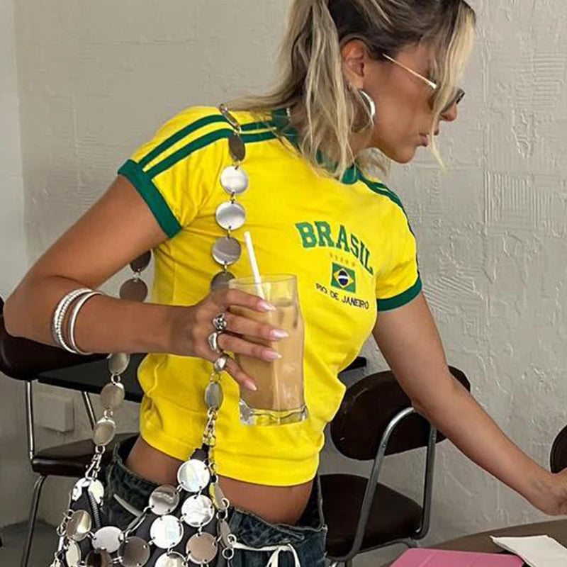Women Brazil Short Sleeve Top