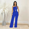 Women's Elegant Button Strapless Sleeveless Irregular Jumpsuits