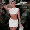 Women's Ruched Sleeveless Crop Tops and Mini Skirt