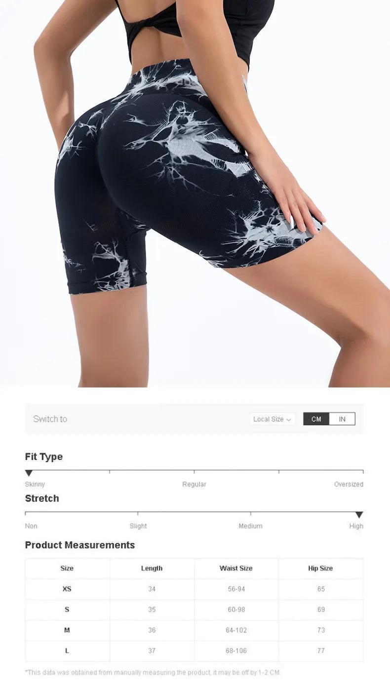 Women's High Waist Seamless Tie Dye Active Shorts