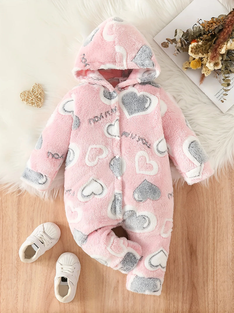 Girl Hooded Fur Onesie One Piece