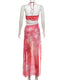 Women’s Tie-dye Print Hollow Out Backless Long Dress