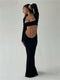 Women’s Open Belly Long Stretchy Dress