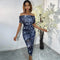 Women's One Line Collar Printed Pullover Maxi Dress