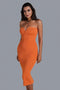 Women's Color Strapless Bodycon Mid-calf Dress