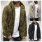 Men's Fleece Solid Color Fluffy Long Sleeve Button Hooded Jacket