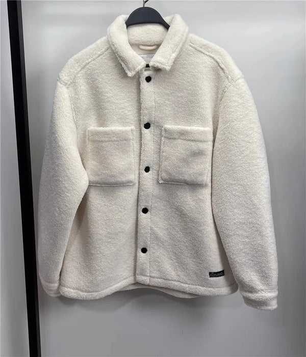 Men’s White Cargo Lambswool Cotton Jacket