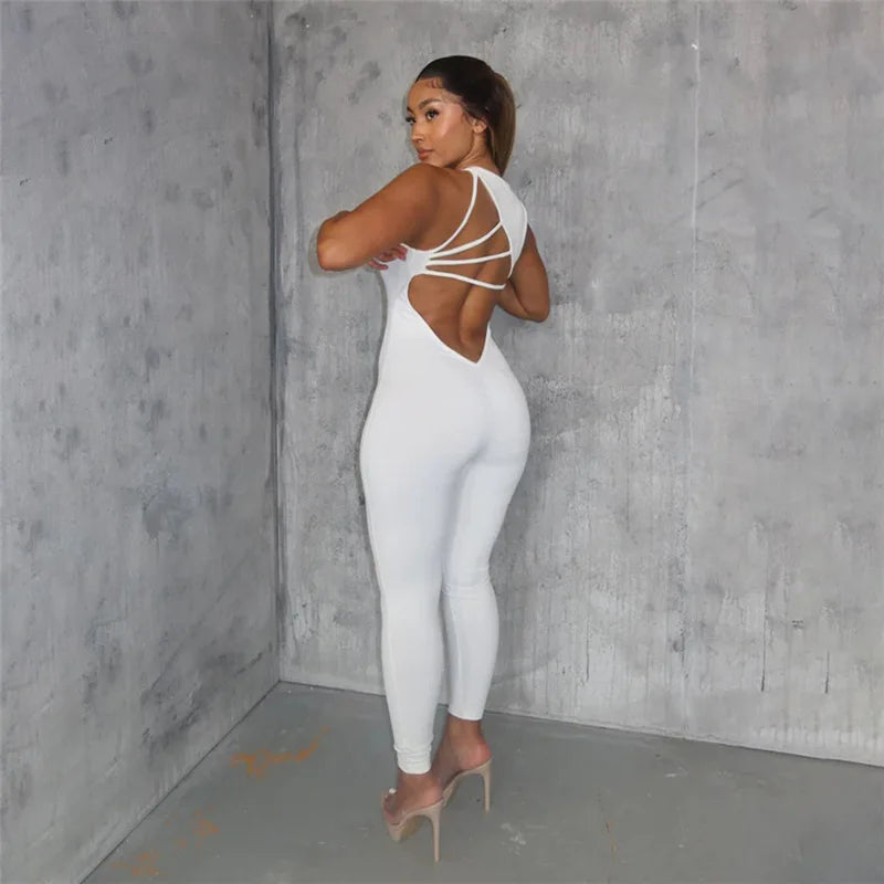 Women's Hollow Bandage And Sleeveless jumpsuit