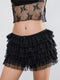 Women's Ruffled Layered Elastic Low Waist Lace Skirt