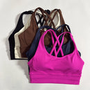 Women's Solid Color Soft Cross Back Padded Sport Bra