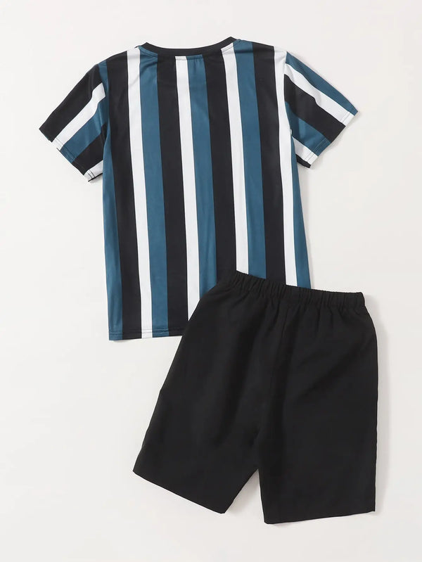 Boys Striped Top and Shorts Co-Ord