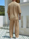 Men's Turn-down V-neck Loose Short Sleeved Shirt and Long Pants Co-Ord