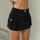 Mini Denim Low Waist Cargo Skirt