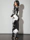 Women's Print Aesthetics Long Sleeve Turtleneck Bodycon Maxi Dress