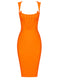 Women's Orange Sleeveless Bodycon Bandage Dress