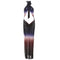 See-Through Gradient Print Knot Hollow Cross Halter Sleeveless Long Bodycon Dress