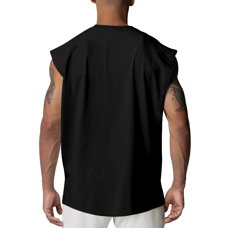 Men's round neck solid color casual sleeveless tank top