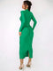 Women's Hollow Out Long Sleeve Metal Buckle Ruched Slit Long Dress