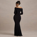 Women's Elegant Long Sleeve Slim Halter Maxi Dress