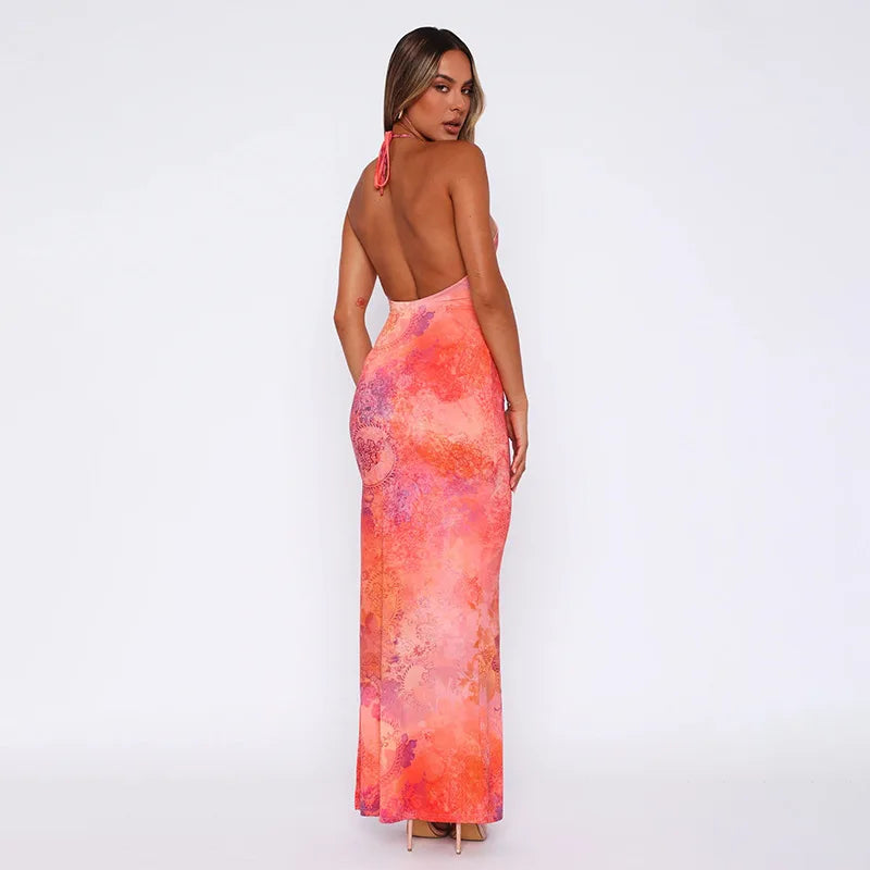 Women's Robe Sleeveless Backless High Split Long Dress