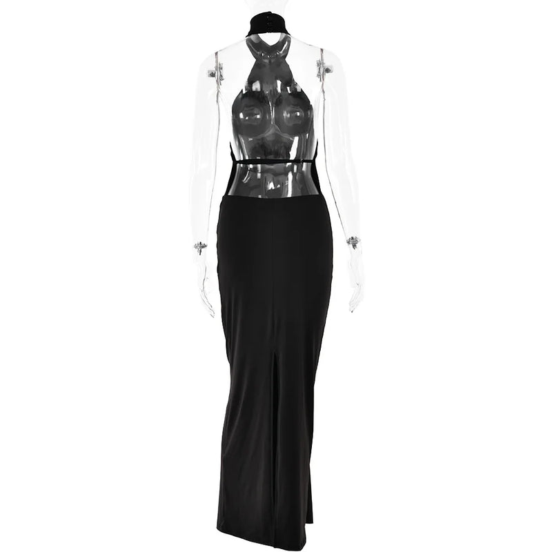 Women's Turtleneck Backless Bodycon Maxi Dress