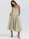 Women's Ruffles Sling Slim Chic Square Collar Sleeveless Maxi Dress