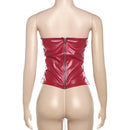 Women's Red Strapless Low Cut Neck Lacing Hollow Rave Buster Corset