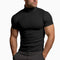 Men's solid Color short-sleeved Tight turtleneck T-shirt