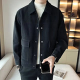 Men's Corduroy Loose-fit Cropped Lapel Thin Coat