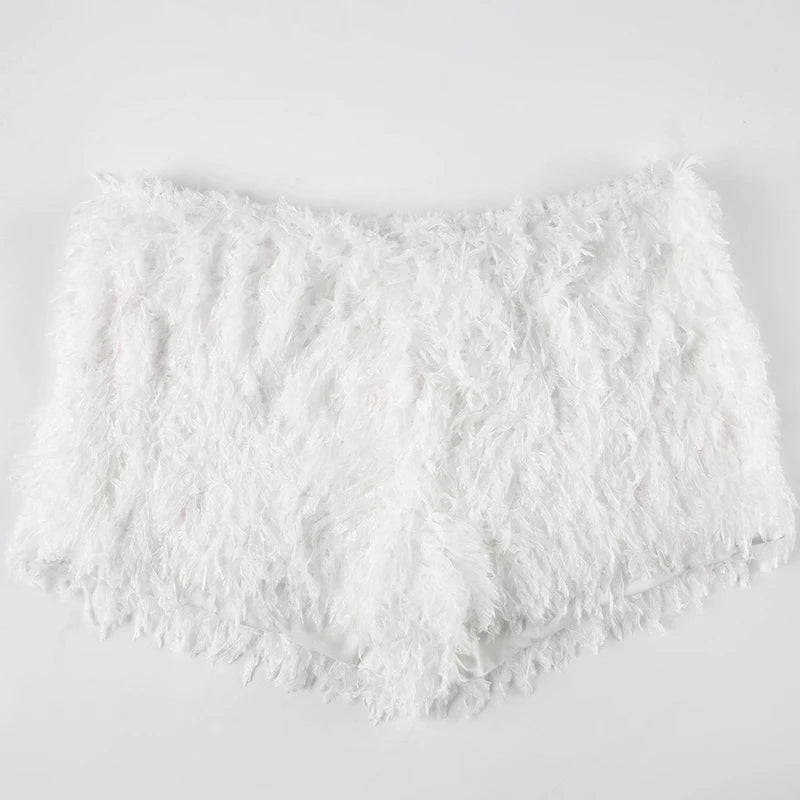 Women's Faux Fur Solid Knitted Short Chic Low Waist Skirt