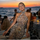 Women's Sleeveless Leopard Print Party Dress