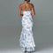 Women's Floral Off Shoulder Ruffles Irregular Tube Chic Maxi Dress