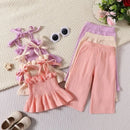 Girls Solid Color Sleeveless Camisole Top and Elastic Pants Co-Ord