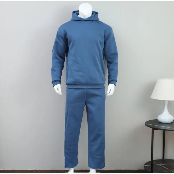 Men's Solid Color Hooded Tracksuit Sets