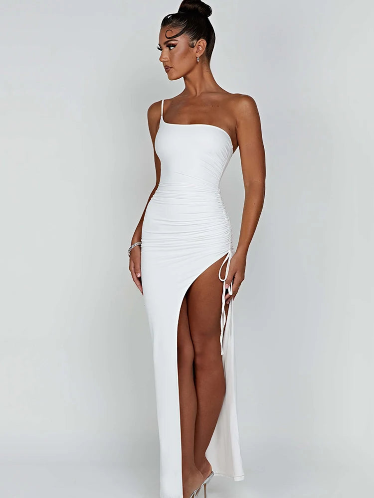 Women's Drawstring High Slit Dress