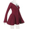 Women's Burgundy Off Shoulder Slim Backless Long Sleeve A-line Mini Dress