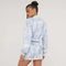 Women's Tie Dye Long Sleeve Zip Up Cropped Jacket and Mini Skirt